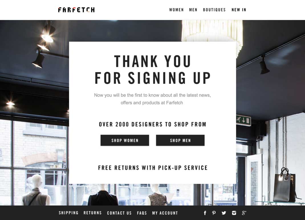 Farfetch welcome email