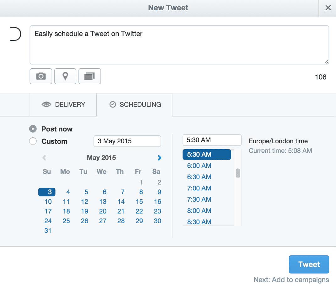Schedule a Tweet on Twitter